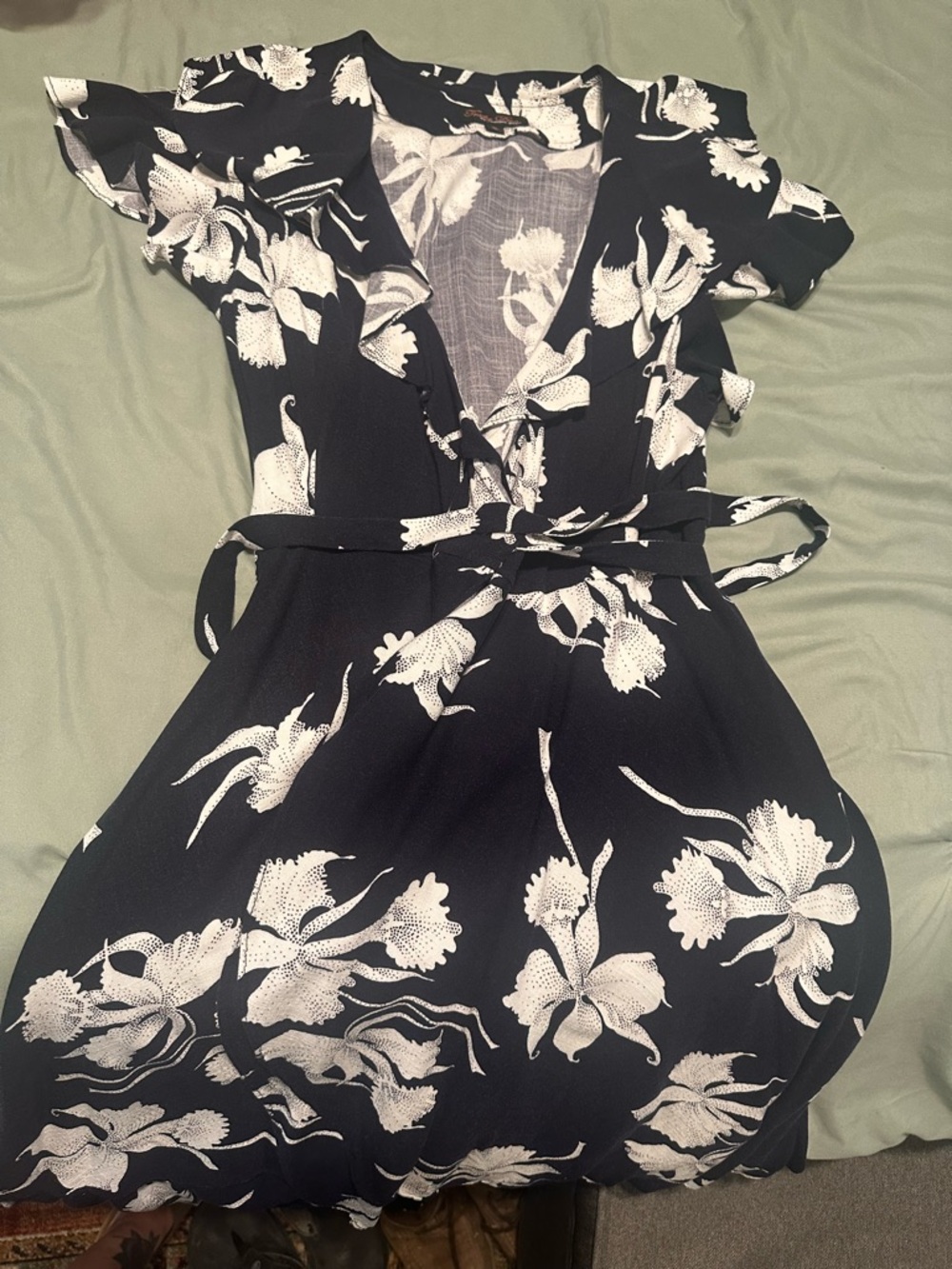 Trashy Diva Black Mini Dress with White Floral Print